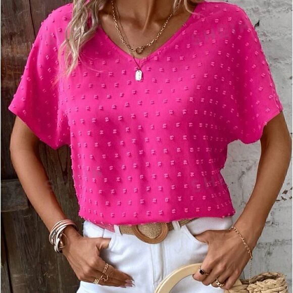 SHEIN Tops - SHEIN Lune Swiss Dot Batwing Top